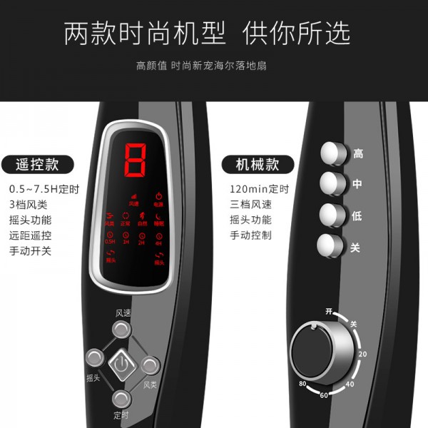 鸿星尔克 | ??尔落地扇家用电风扇遥控静音 办公室风扇 学生宿舍立式摇头风扇 五叶飓风 全国联保 大风力 超静音